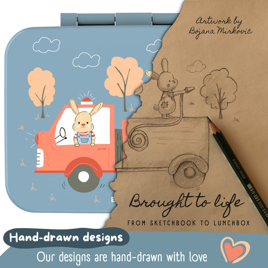 Lunch box with compartments, lightweight & leakproof – Fire Truck