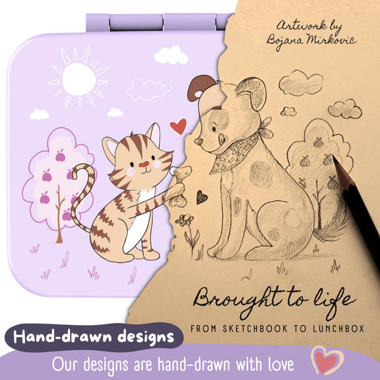 Lunch box with compartments, leakproof – Purple Dog & Cat