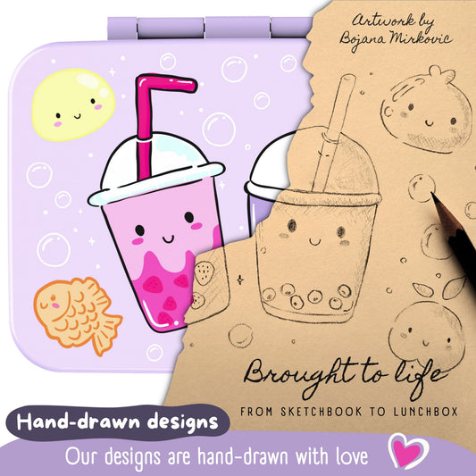 Lunch box with compartments, lightweight & leakproof – Bubble Tea purple