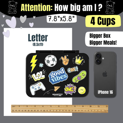 Lunch box with compartments, lightweight & leakproof – Black Stickers