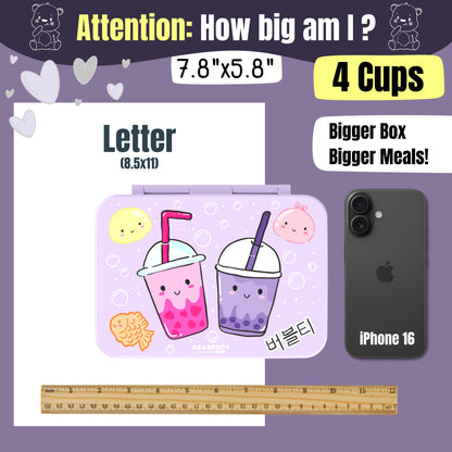 Lunch box with compartments, lightweight & leakproof – Bubble Tea purple