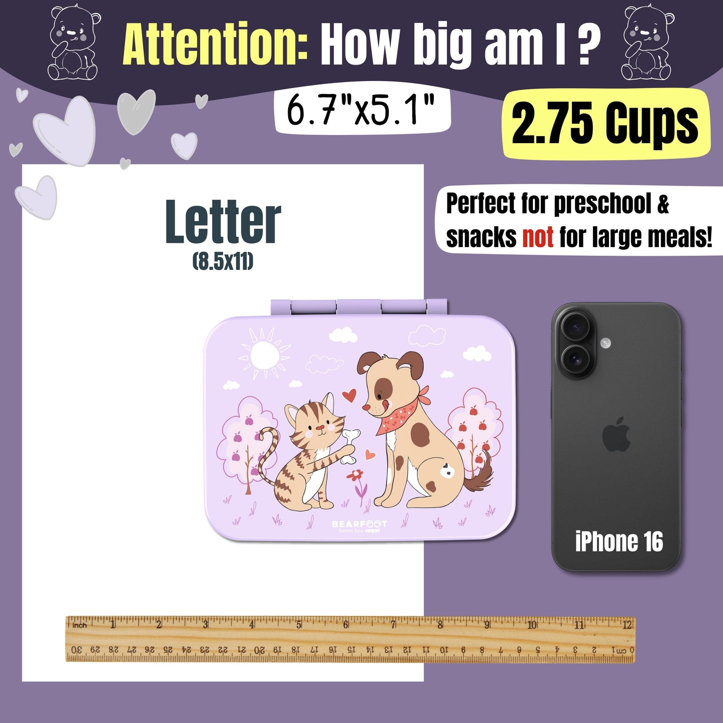 Lunch box with compartments, leakproof – Purple Dog & Cat