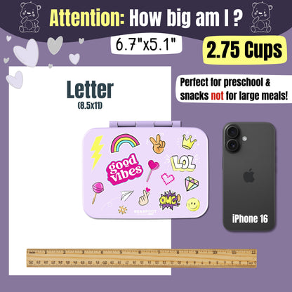 Lunch box with compartments, lightweight & leakproof – Purple Stickers