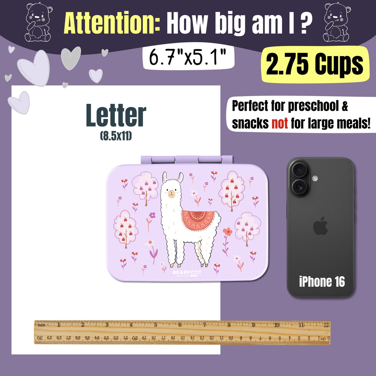 Lunch box with compartments, lightweight & leakproof – Purple Llama