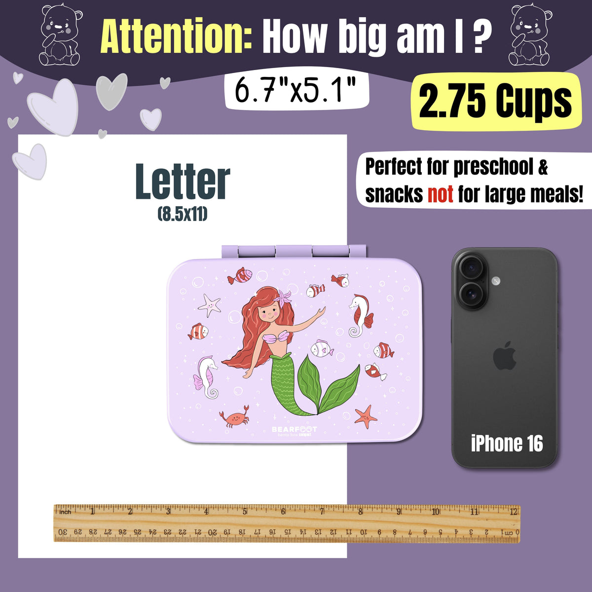 Lunch box with compartments, leakproof – Purple Mermaid