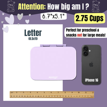 Lunch box with compartments, lightweight & leakproof – purple