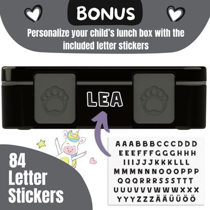 Lunch box with compartments, lightweight & leakproof – Black Stickers