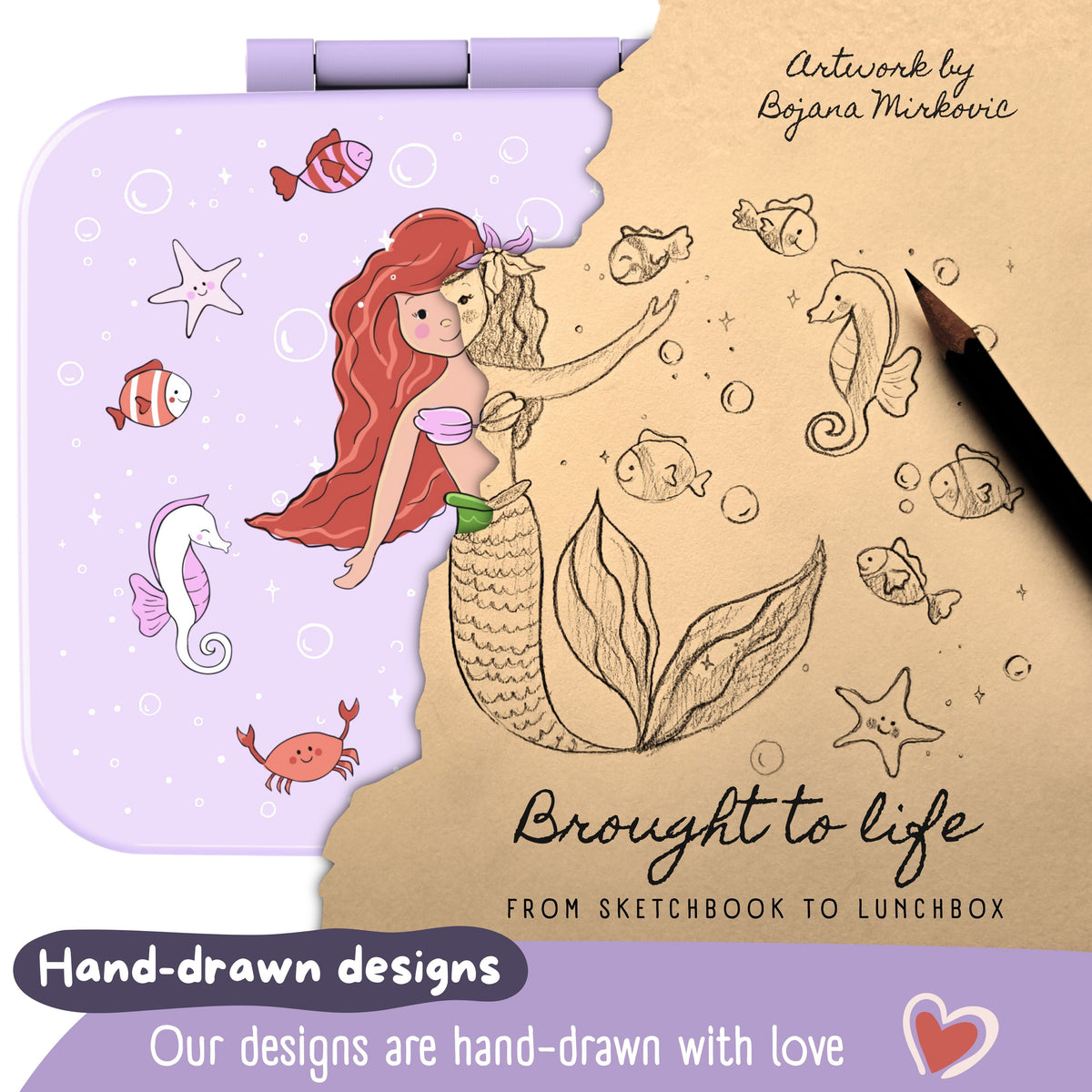 Lunch box with compartments, leakproof – Purple Mermaid
