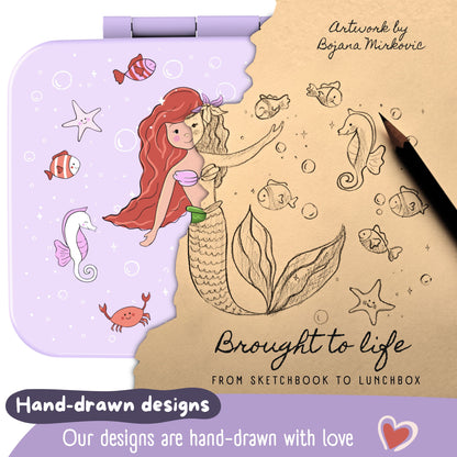 Lunch box with compartments, leakproof – Purple Mermaid