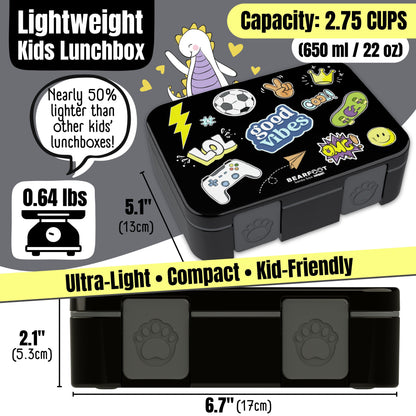 Lunch box with compartments, lightweight & leakproof – Black Stickers
