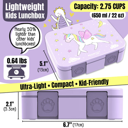 Lunch box with compartments, lightweight & leakproof – Purple Unicorn