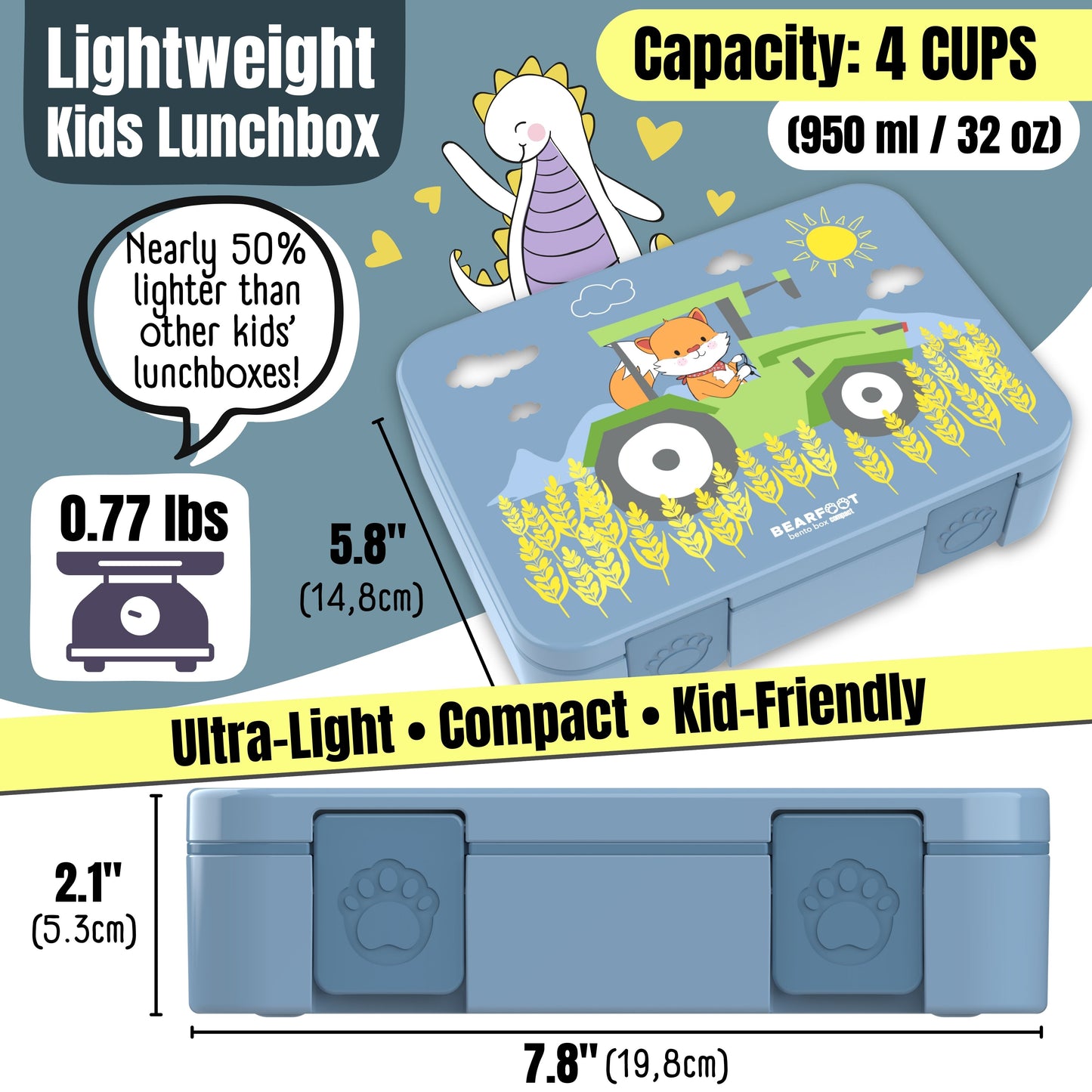 Lunch box with compartments, lightweight & leakproof – Tractor