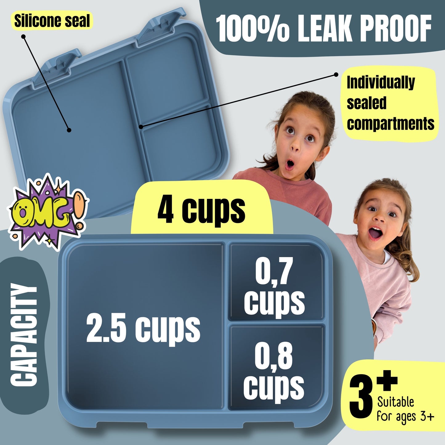 Lunch box with compartments, lightweight & leakproof – Tractor