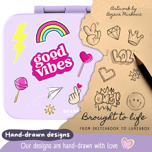 Lunch box with compartments, lightweight & leakproof – Purple Stickers