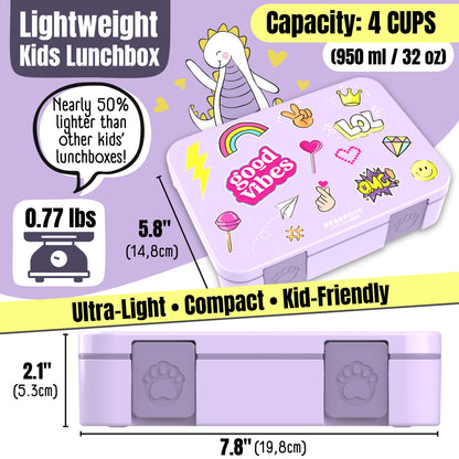 Lunch box with compartments, lightweight & leakproof – Purple Stickers