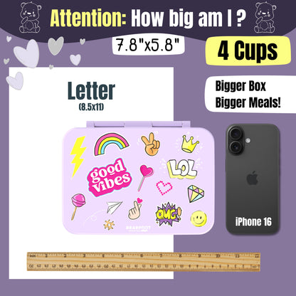 Lunch box with compartments, lightweight & leakproof – Purple Stickers