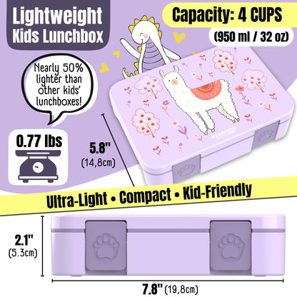 Lunch box with compartments, lightweight & leakproof – Purple Llama