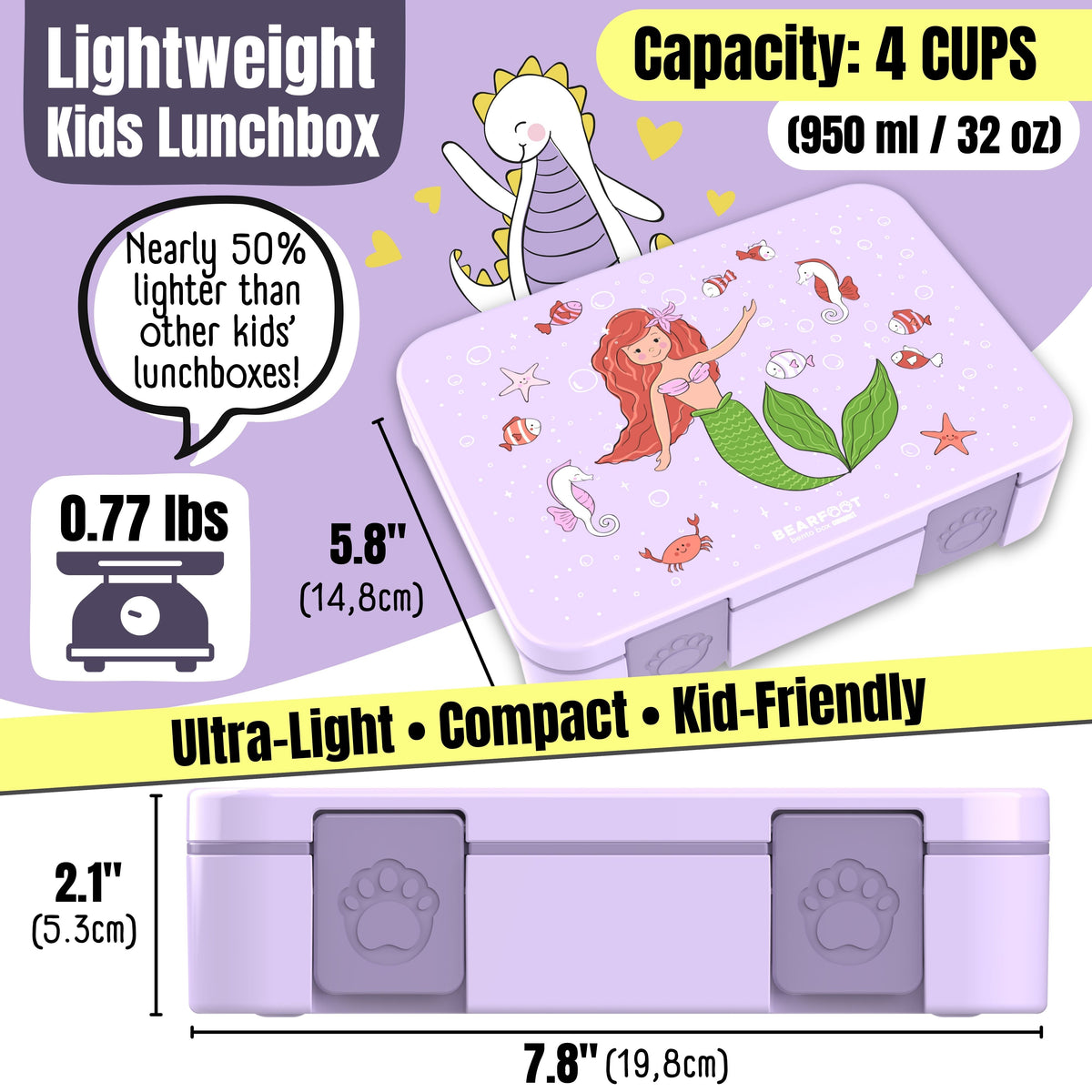 Lunch box with compartments, leakproof – Purple Mermaid