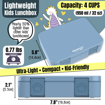Lunch box with compartments, lightweight & leakproof – Blue