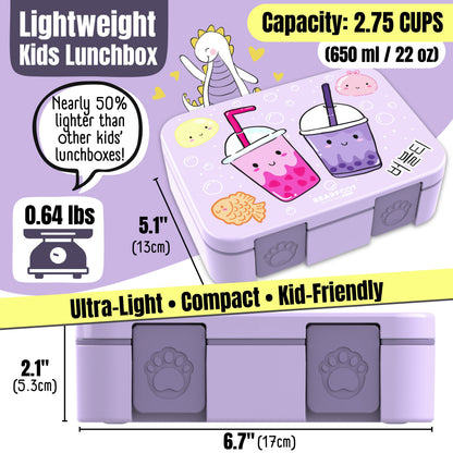 Lunch box with compartments, lightweight & leakproof – Bubble Tea purple