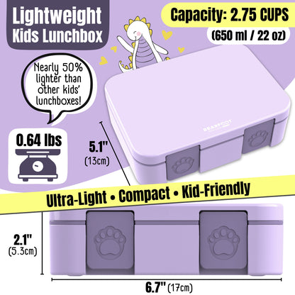 Lunch box with compartments, lightweight & leakproof – Bubble Tea purple