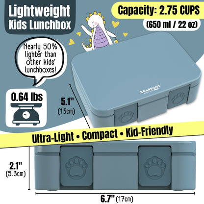 Lunch box with compartments, lightweight & leakproof – Blue