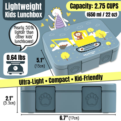 Lunch box with compartments, lightweight & leakproof – Blue Excavator
