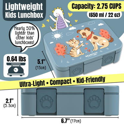 Lunch box with compartments, lightweight & leakproof – Dog & Cat blue