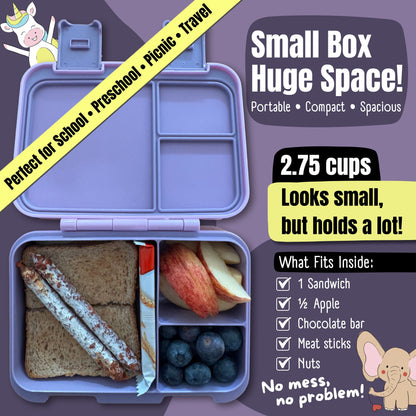 Lunch box with compartments, lightweight & leakproof – Bubble Tea purple