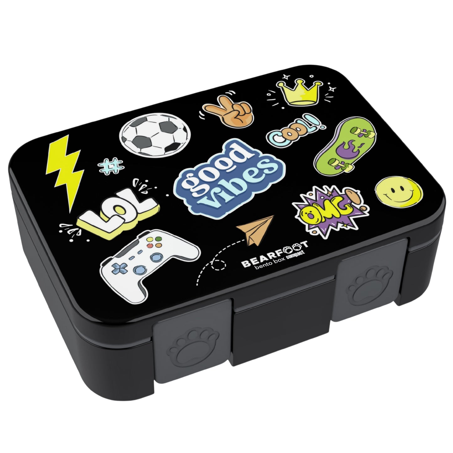 Lunch box with compartments, lightweight & leakproof – Black Stickers