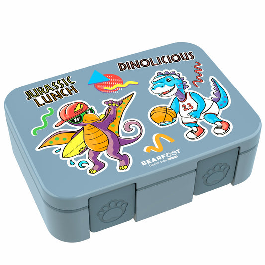 Lunch box with compartments, lightweight & leakproof – Blue Dinosaurs