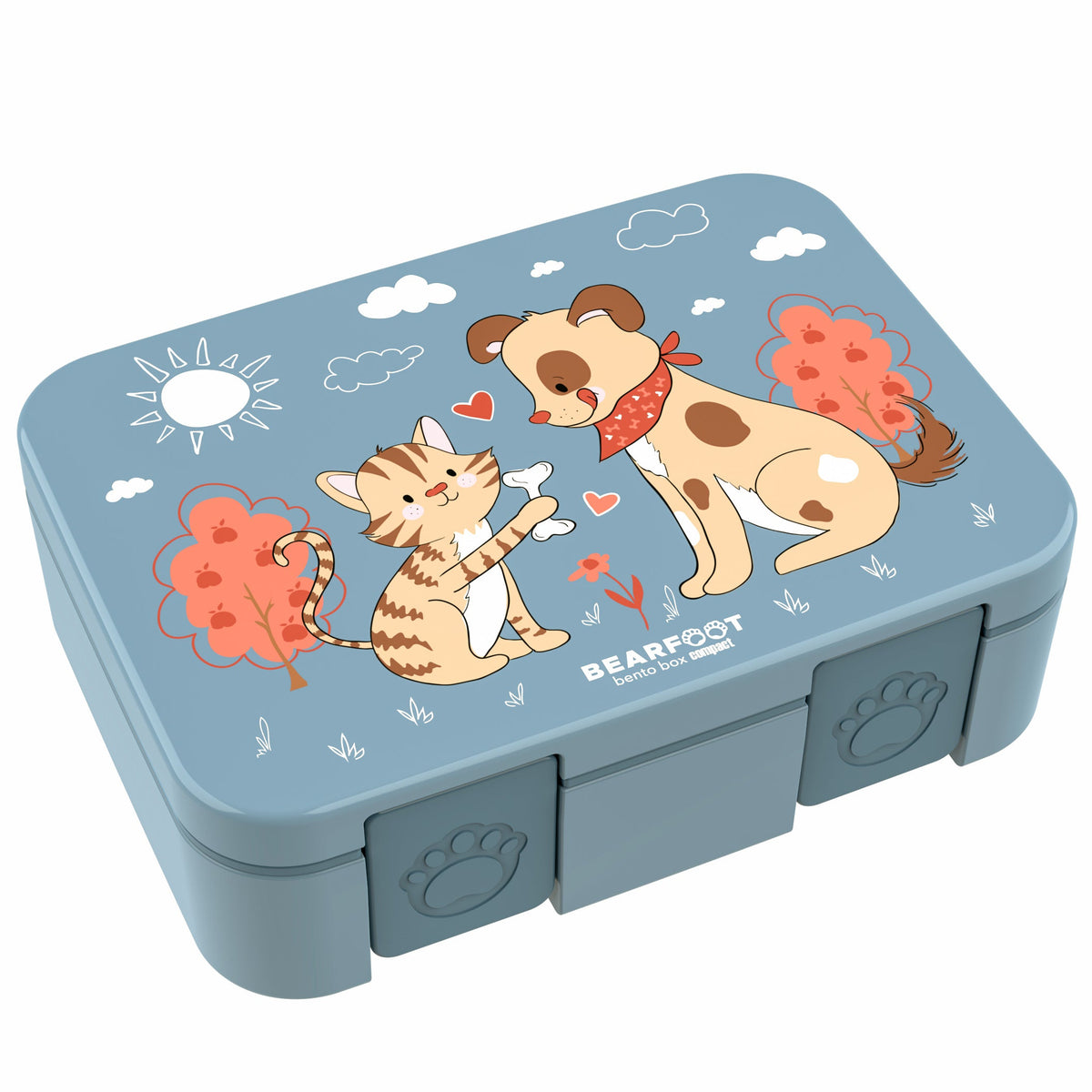 Lunch box with compartments, lightweight & leakproof – Dog & Cat blue