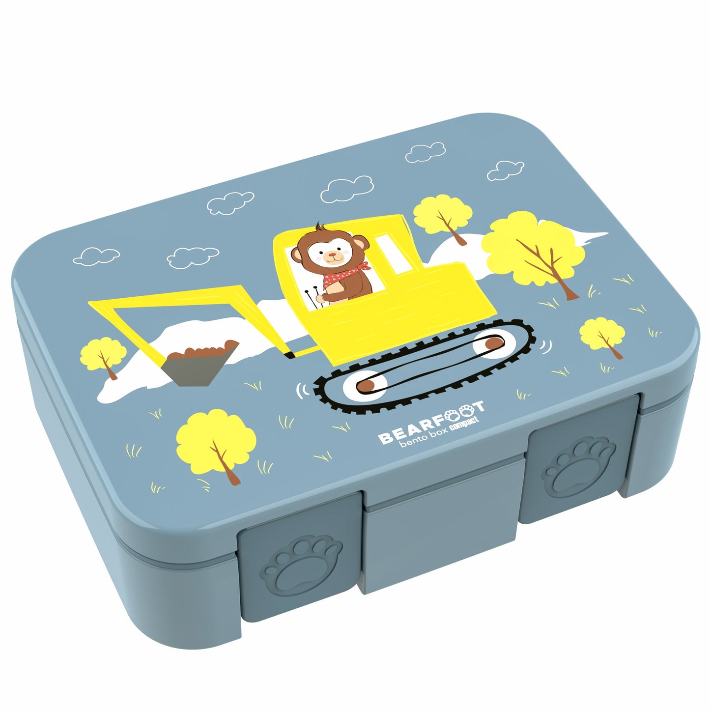 Lunch box with compartments, lightweight & leakproof – Blue Excavator