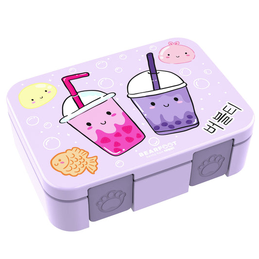 Lunch box with compartments, lightweight & leakproof – Bubble Tea purple