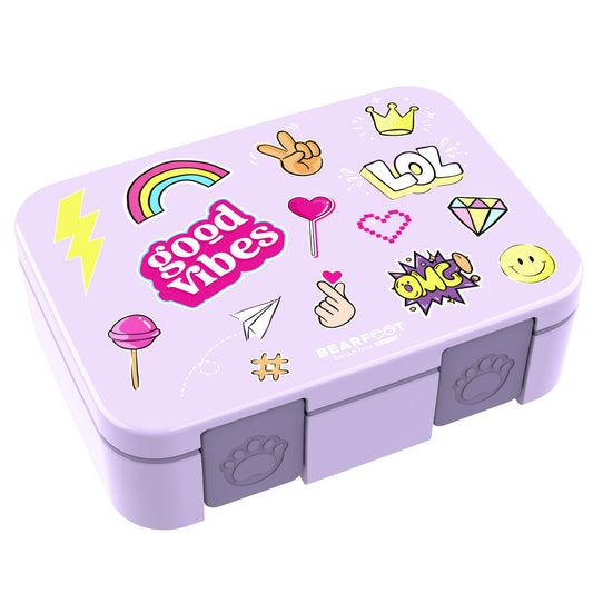 Lunch box with compartments, lightweight & leakproof – Purple Stickers
